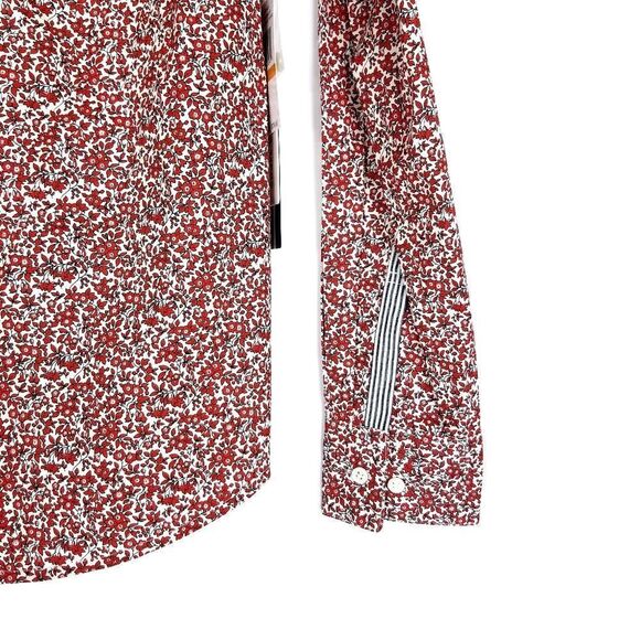 Court & Rowe Red Ditsy Fields Print Floral Button Up Shirt - Picture 9 of 11